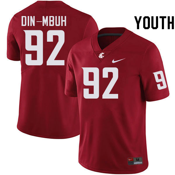 Youth #92 Ansel Din-Mbuh Washington State Cougars College Football Jerseys Stitched-Crimson